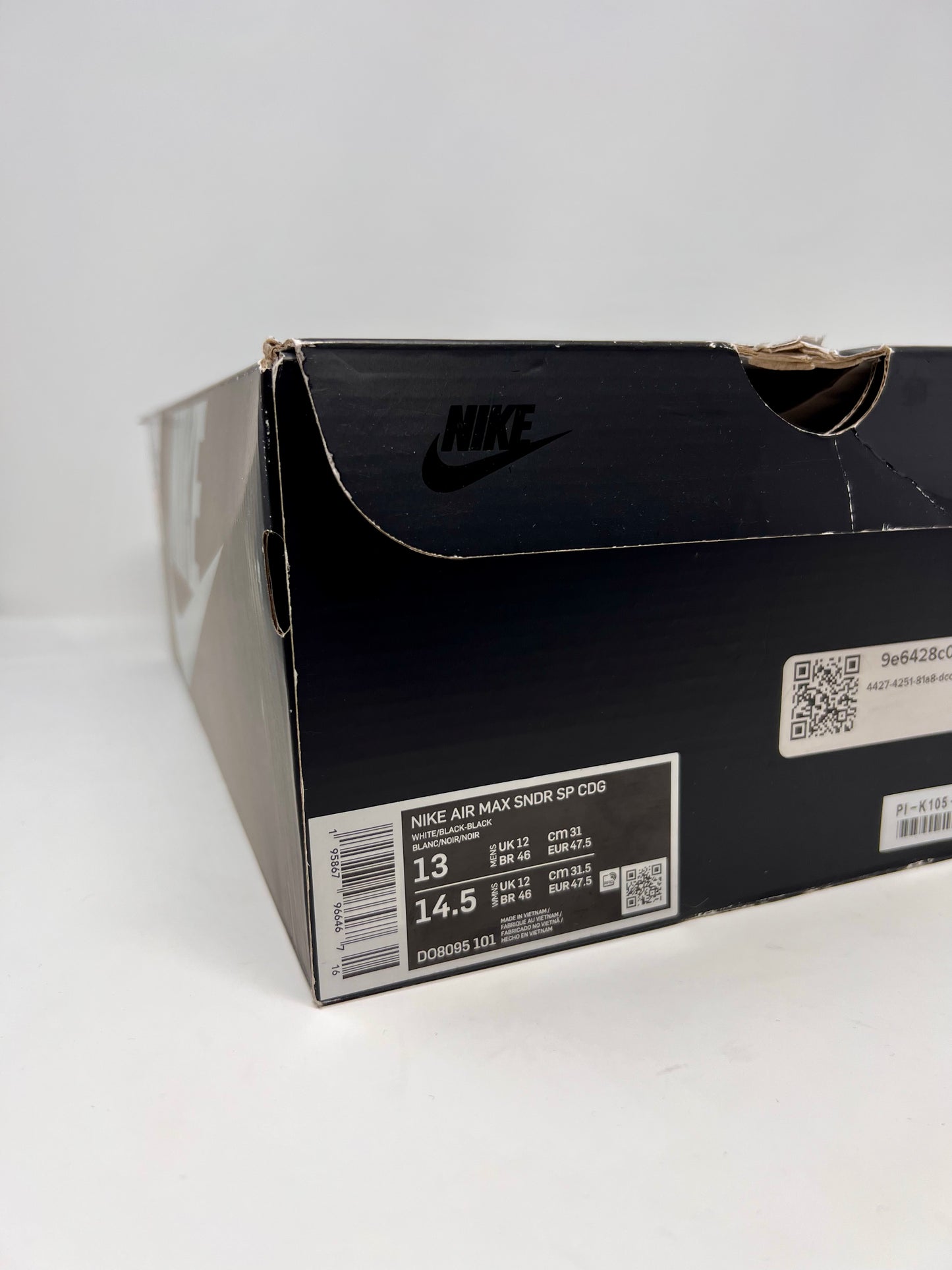 Nike CDG Sunder Max White Black UK12